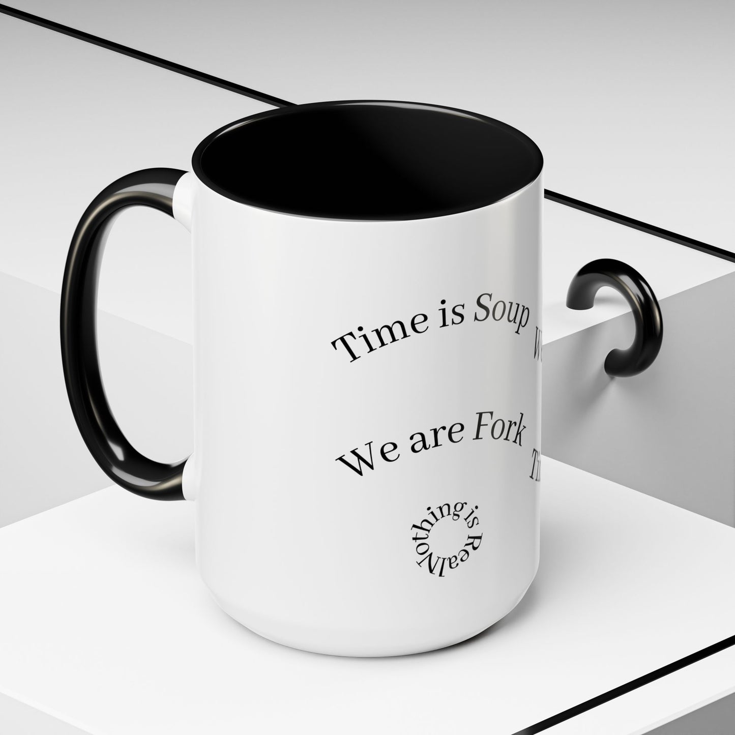 Whimsical Accent Coffee Mug - "Time is Soup" & "We are Fork" - Fun Gift for Food Lovers